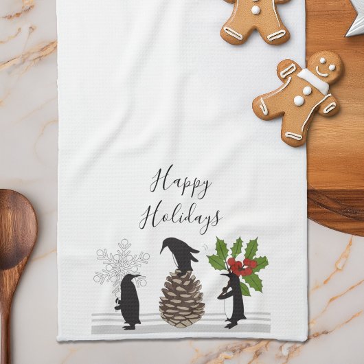 Linge De Cuisine Joyeuses fêtes mignonnes pingouin de Noël drôle