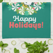 Linge De Cuisine Joyeuses fêtes | Wreath de bonbon de menthe poivré (Plié)