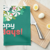 Linge De Cuisine Joyeuses fêtes | Wreath de bonbon de menthe poivré (Quart Plié)