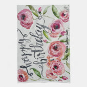Linge De Cuisine Joyeuses fleurs d'aquarelle d'anniversaire (Vertical)