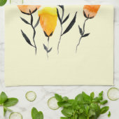 Linge De Cuisine Joyeuses fleurs orange et jaune (Plié)