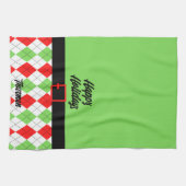 Linge De Cuisine Joyeuses vacances Ceinture et Jacquard vert (Horizontal)