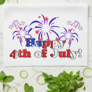 Linge De Cuisine Joyeux 4 juillet avec Feux d'artifice