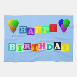 Linge De Cuisine Joyeux Anniversaire avec Ballons par Shirley Taylo