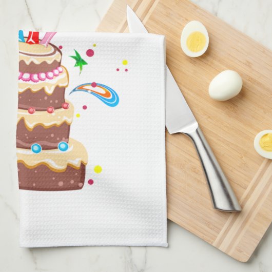 Linge De Cuisine Joyeux anniversaire de Cake (Quart Plié)