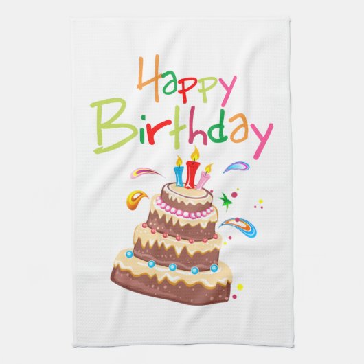 Linge De Cuisine Joyeux anniversaire de Cake (Vertical)