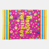Linge De Cuisine Joyeux anniversaire en fleurs (Horizontal)