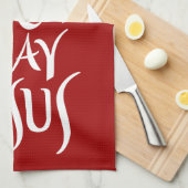 Linge De Cuisine Joyeux anniversaire Jésus chrétien Calligraphie Ch (Quart Plié)