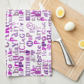 Linge De Cuisine Joyeux anniversaire pourpre (Quart Plié)