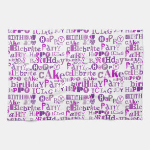 Linge De Cuisine Joyeux anniversaire pourpre