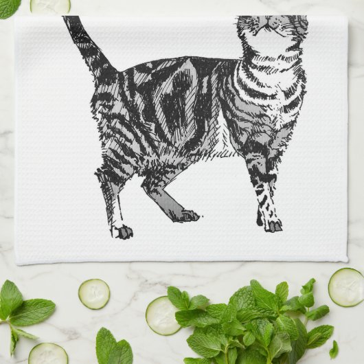 Linge De Cuisine Joyeux anniversaire Vous Cool Tabby Cat (Plié)