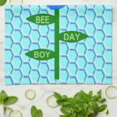 Linge De Cuisine Joyeux Bee Day Boy Blue Birthday Bumblebee (Plié)
