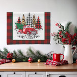 Linge De Cuisine Joyeux camion de Noël et arbres<br><div class="desc">Joyeux camion de Noël et arbres de plaid et léopard</div>