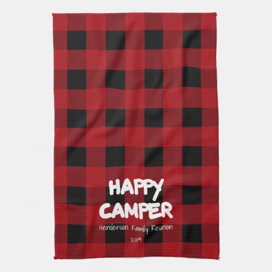 Linge De Cuisine Joyeux Camper Red Plaid Family Réunion (Vertical)