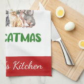 Linge De Cuisine Joyeux Catmus personnalisé Funny Chat Noël (Quart Plié)