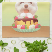 Linge De Cuisine Joyeux chien d'anniversaire avec gâteau (Plié)