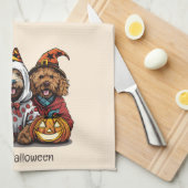 Linge De Cuisine Joyeux chien d'Halloween Goldendoodle (Quart Plié)