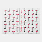 Linge De Cuisine Joyeux Chiens de Noël Cute Dachshunds Typographie (Horizontal)