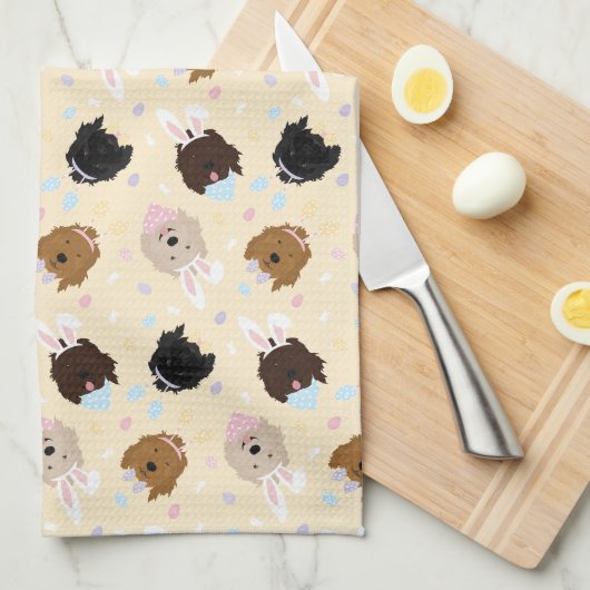 Linge De Cuisine Joyeux Chiens Goldendoodle de Pâques (Quart Plié)