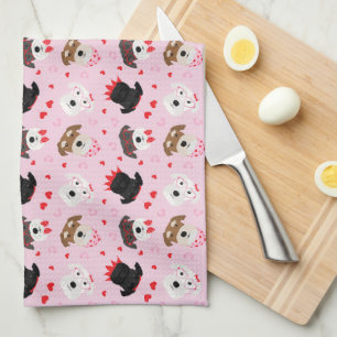 Linge De Cuisine Joyeux Chiens Schnauzer de la Journée des Valentin