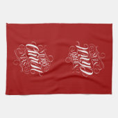 Linge De Cuisine Joyeux CHRISTmas Calligraphie religieuse (Horizontal)