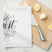 Linge De Cuisine Joyeux CHRISTmas Christian Calligraphie (Quart Plié)