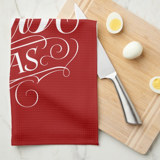 Linge De Cuisine Joyeux CHRISTmas Christian Calligraphie Script Rou (Quart Plié)