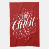 Linge De Cuisine Joyeux CHRISTmas Christian Calligraphie Script Rou (Vertical)
