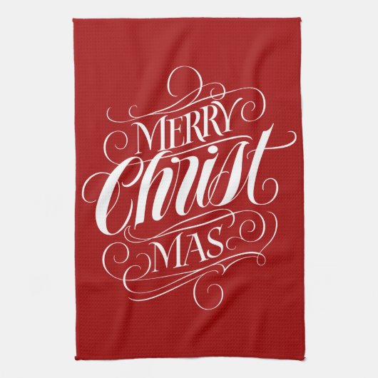 Linge De Cuisine Joyeux CHRISTmas Christian Calligraphie Script Rou (Vertical)