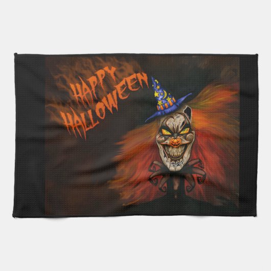 Linge De Cuisine Joyeux Clown effrayant d'Halloween (Horizontal)