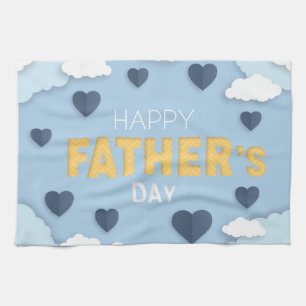 Linge De Cuisine Joyeux coeur bleu Fête des pères dans le ciel