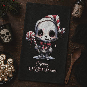 Linge De Cuisine Joyeux Creepmas Mignon squelette de Noël gothique