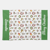 Linge De Cuisine Joyeux Doodles de Noël (Horizontal)
