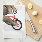 Linge De Cuisine Joyeux Éléphant Sur Tricycle (Quart Plié)