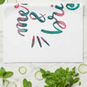 Linge De Cuisine Joyeux et lumineux - vert et rose (Plié)