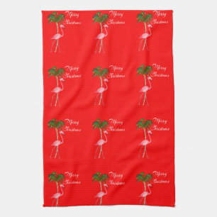 Linge De Cuisine Joyeux Flamant rose de Noël