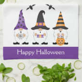 Linge De Cuisine Joyeux Gnomes d'Halloween violet orange (Plié)