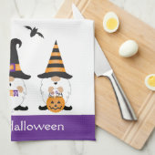 Linge De Cuisine Joyeux Gnomes d'Halloween violet orange (Quart Plié)