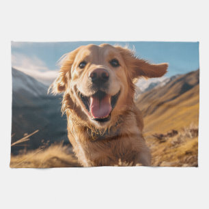 Linge De Cuisine Joyeux Golden Retriever en cours