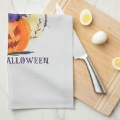 Linge De Cuisine Joyeux Halloween - Chat noir sorcier (Quart Plié)