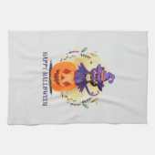 Linge De Cuisine Joyeux Halloween - Chat noir sorcier (Horizontal)