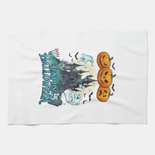 Linge De Cuisine Joyeux Halloween Château Hanté Citrouilles Fantôme