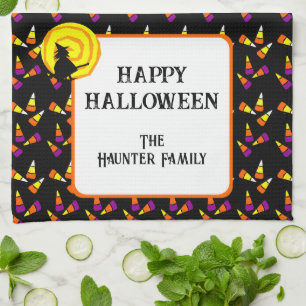 Linge De Cuisine Joyeux Halloween Mignon Sorcière Motif Maïs Sucré