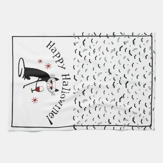 Linge De Cuisine Joyeux Hallowine ! Pun à vin d'Halloween (Horizontal)