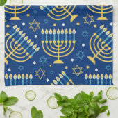 Linge De Cuisine Joyeux Hanoukka Jewish Star Menorah Blue Kitchen T (Plié)
