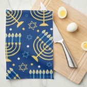 Linge De Cuisine Joyeux Hanoukka Jewish Star Menorah Blue Kitchen T (Quart Plié)