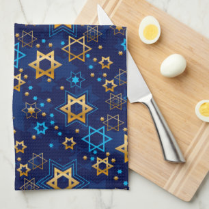 Linge De Cuisine Joyeux Hanoukka Jewish Star Menorah Blue Kitchen T