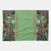 Linge De Cuisine Joyeux Holly Days Red Berries Green Holiday (Horizontal)