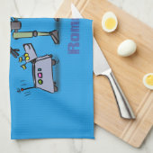 Linge De Cuisine Joyeux joli robot trio dessin sur arrière - plan b (Quart Plié)