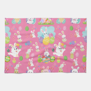 Linge De Cuisine Joyeux Jour de Pâques - Motif Drôle Lapin Et Oeufs